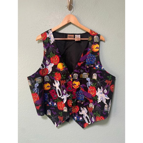 Vintage Basic Editions Women's Plus Size Halloween Fall Pumpkin Boo Vest Size 1x - Picture 1 of 9